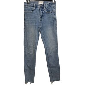 Frame Le High Skinny Jeans 25 Whiskering Frayed Hem Capsule Eddy Grunge-Chic